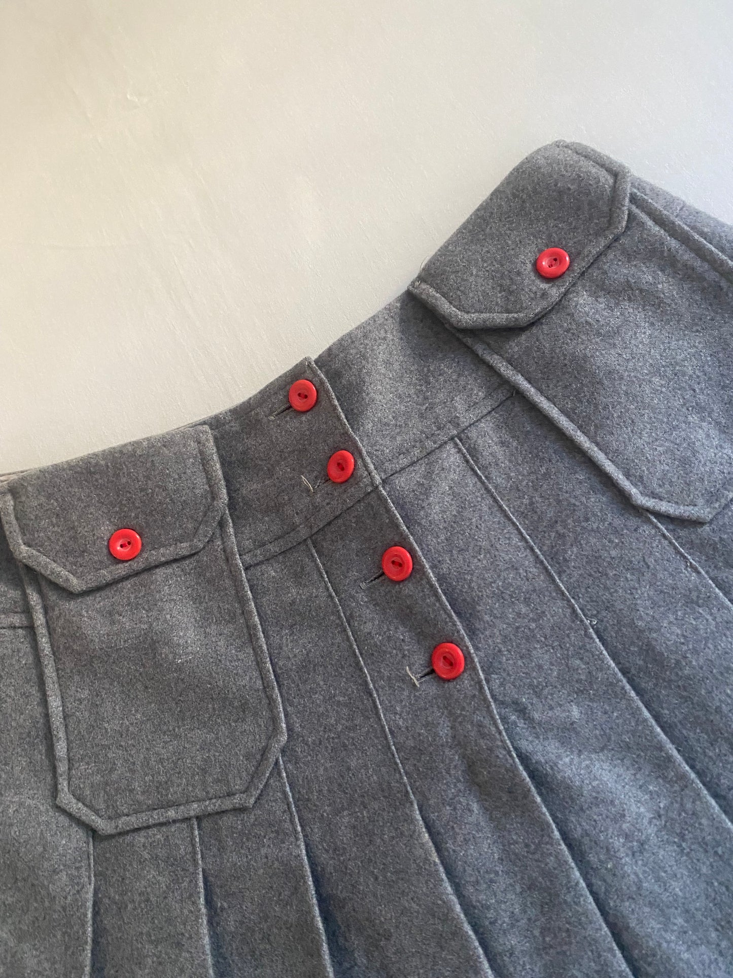 Fustă Vintage Plisată – 100% Lână - Talie 37 cm