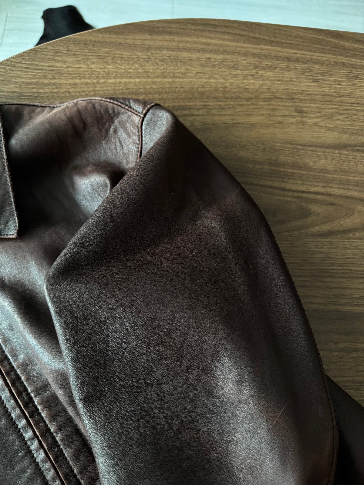 Jachetă Distressed Piele Miel Calvin Klein Vintage | Burgundy Închis| Made in Italy | M