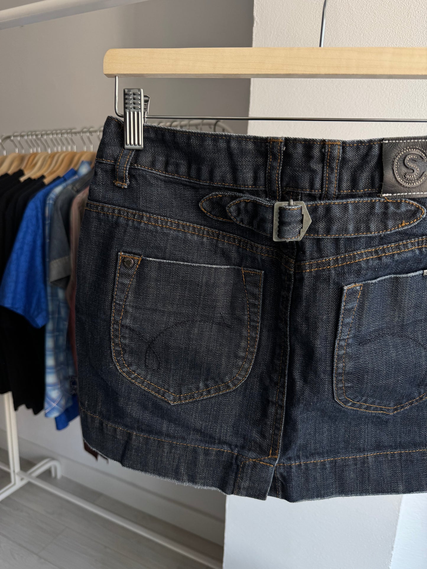 🤠 Fustă Denim Buckleback Y2K | S Damă (EU 36)
