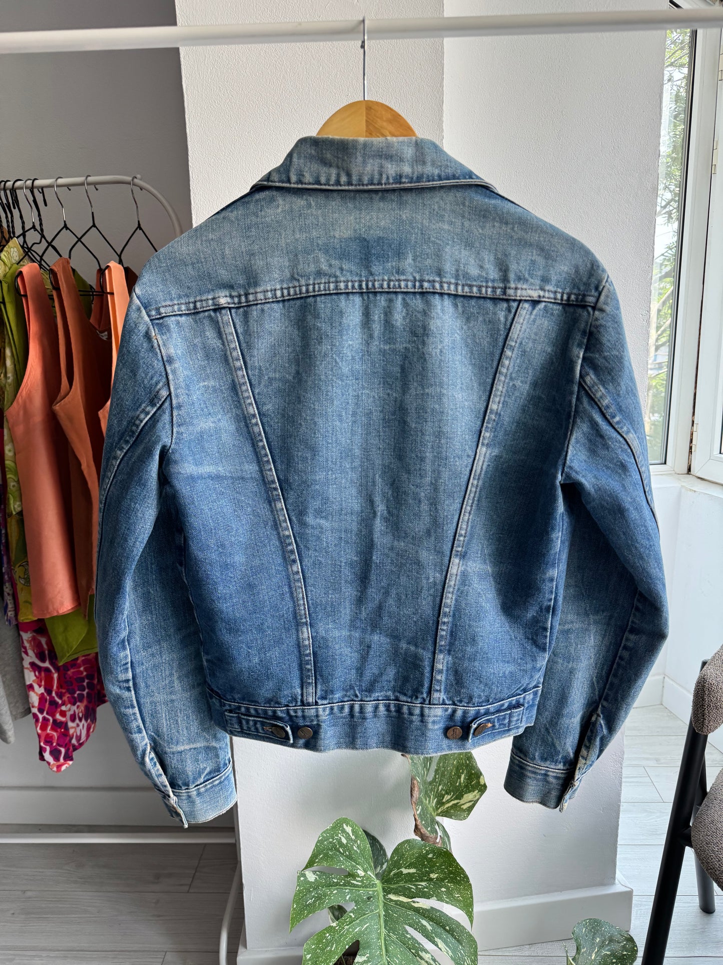 🤠 Vintage Wrangler Geacă Denim Anii '70 – S/M Bărbați