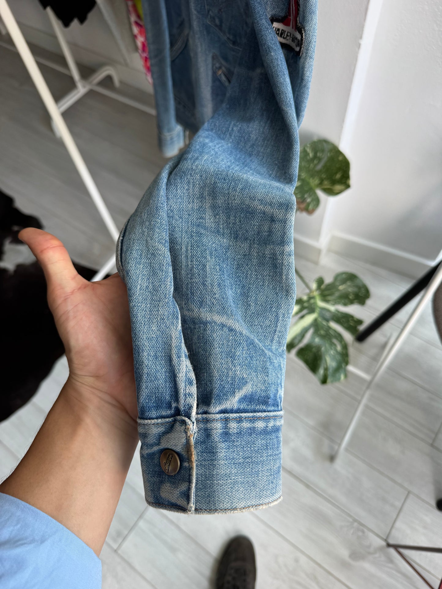 🤠 Vintage Wrangler Geacă Denim Anii '70 – S/M Bărbați