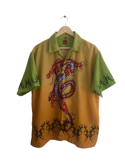 🐉 Cămașă Y2K Dragon Printed – Mărime L
