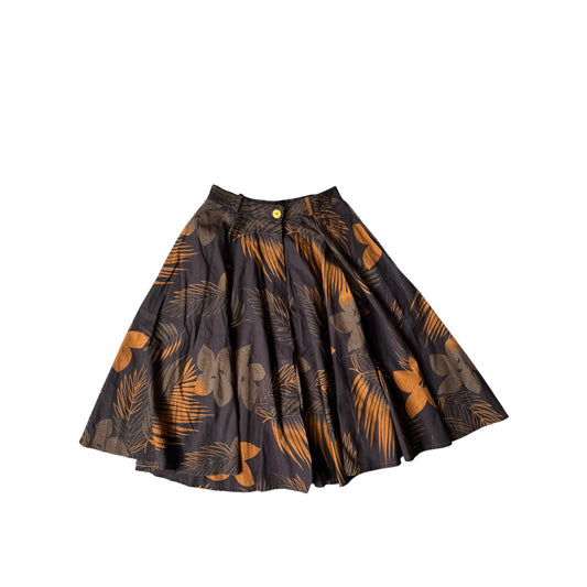 🌴 Fustă Vintage Brown Printed – IT 42 (S/M Damă) – Made in Italy