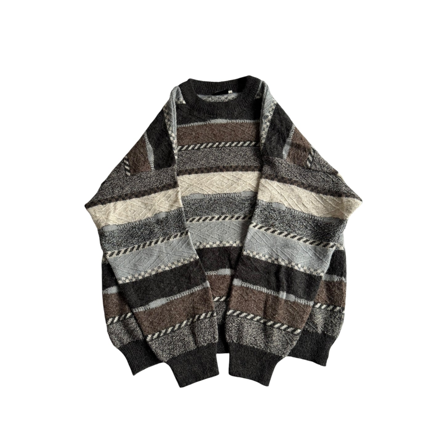 🧶 Pulover Vintage Texturat din Lână și Acril – L