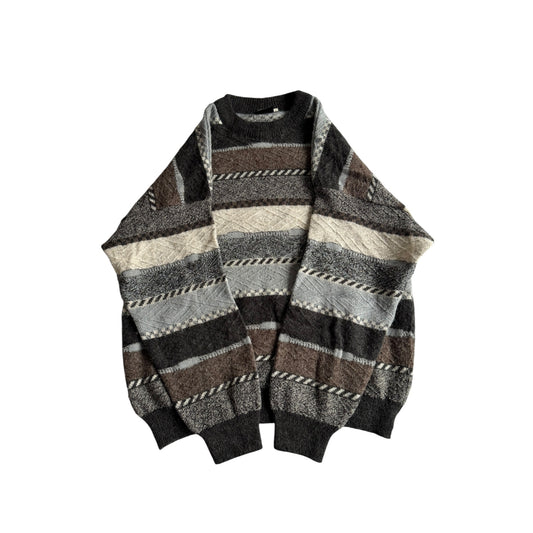 🧶 Pulover Vintage Texturat din Lână și Acril – L