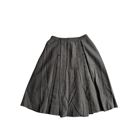 🐭 Fustă Vintage Plisată din Lână Gri – aprox. S