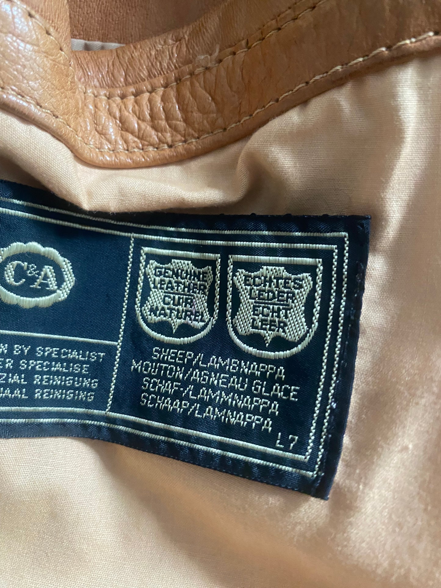 🧥 Jachetă Vintage din Piele de Oaie și Miel – Maro – Mărime L