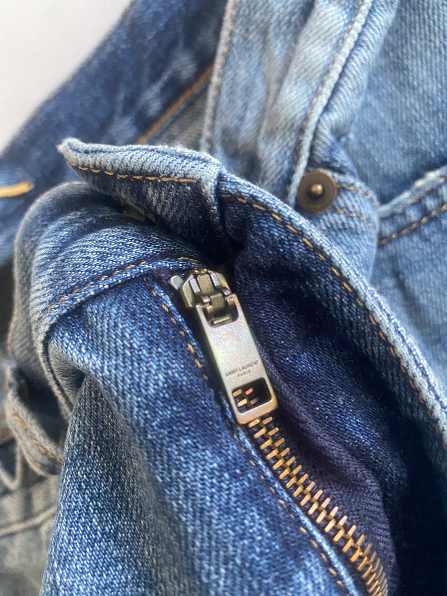 Fustă Denim Y2K Saint Laurent – Măsură Estimată S – Talie 36 cm 👖✨