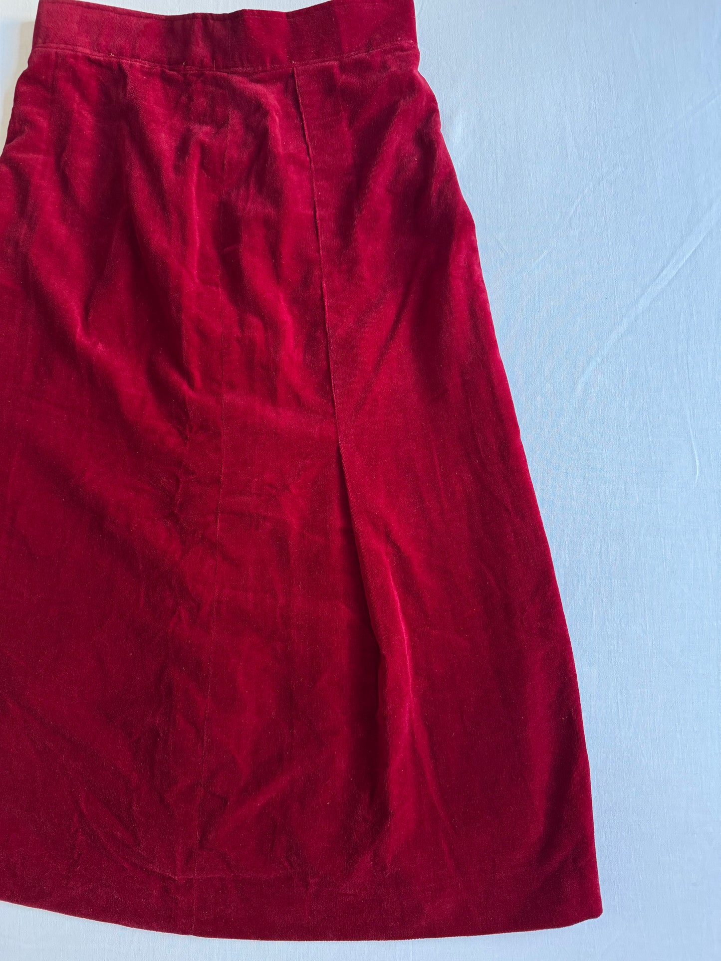 🍷 Fustă Vintage Tip A-Line din Catifea Burgundy – aprox. S