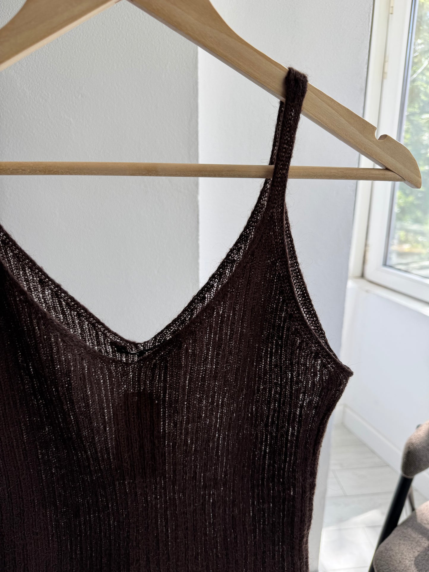 💁‍♀️ Top Mohair Maro Închis Y2K | Amestec Mohair Lană | Made in Italy – S Damă