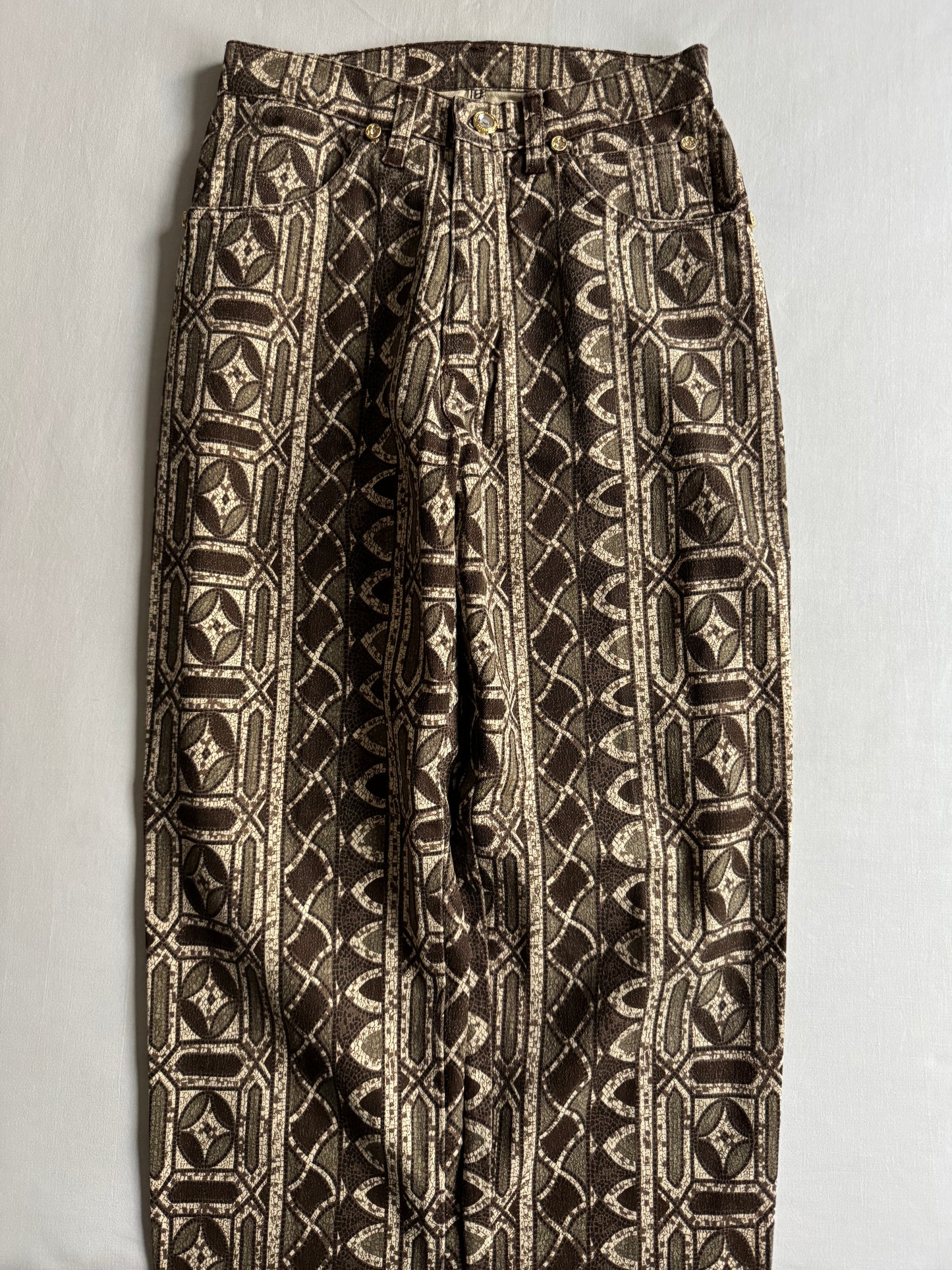 📐 Pantaloni Vintage Geometric Print / Made in Italy (EU 36)