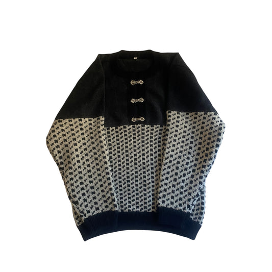 🐑 Pulover Vintage Norwegian Style – 100% Pure New Wool – Size L