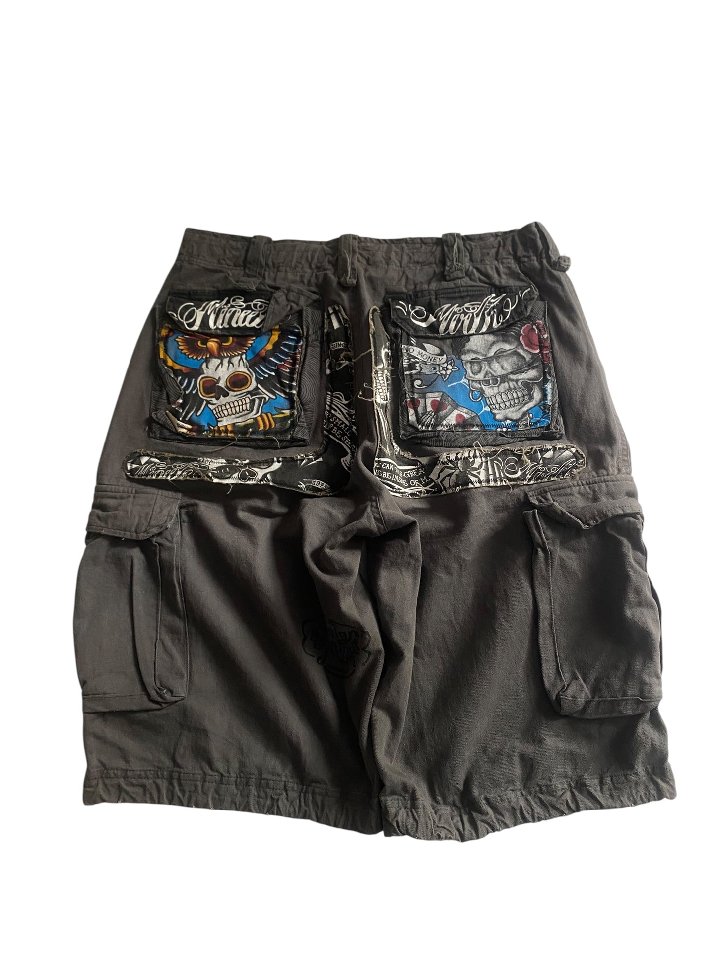 Pantaloni scurți cargo Y2K cu imprimeu original, mărimea US 34 🎨