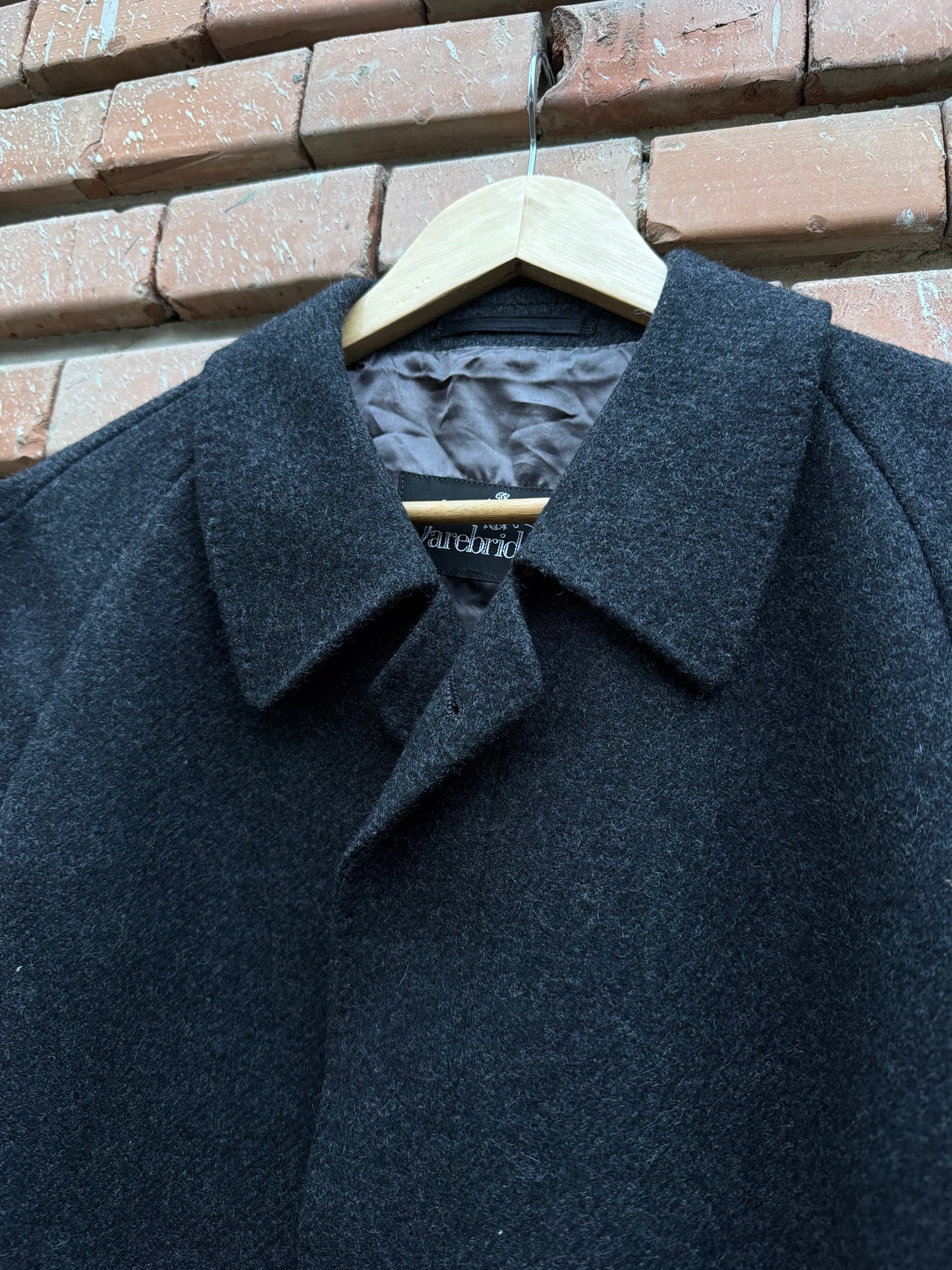 🧥 Palton Vintage Bărbați Gri Închis din Lână Virgină – Marimea L