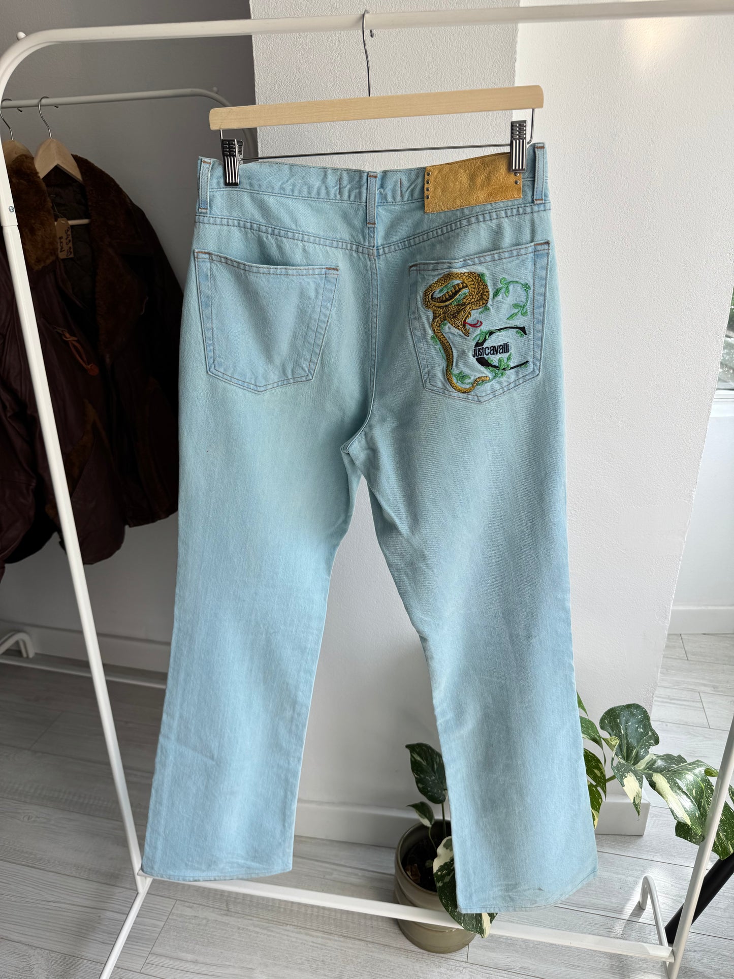 🐅 Jeans Y2K Roberto Cavalli Bootcut Broderie Tigru – EU 50 / US 36 (fit EU 48 / US 33)