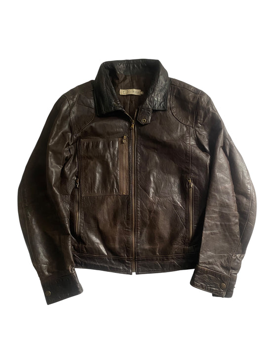 Jachetă Vintage din Piele Maro Închis – Made in Italy – Mărime 50 (Bărbați)