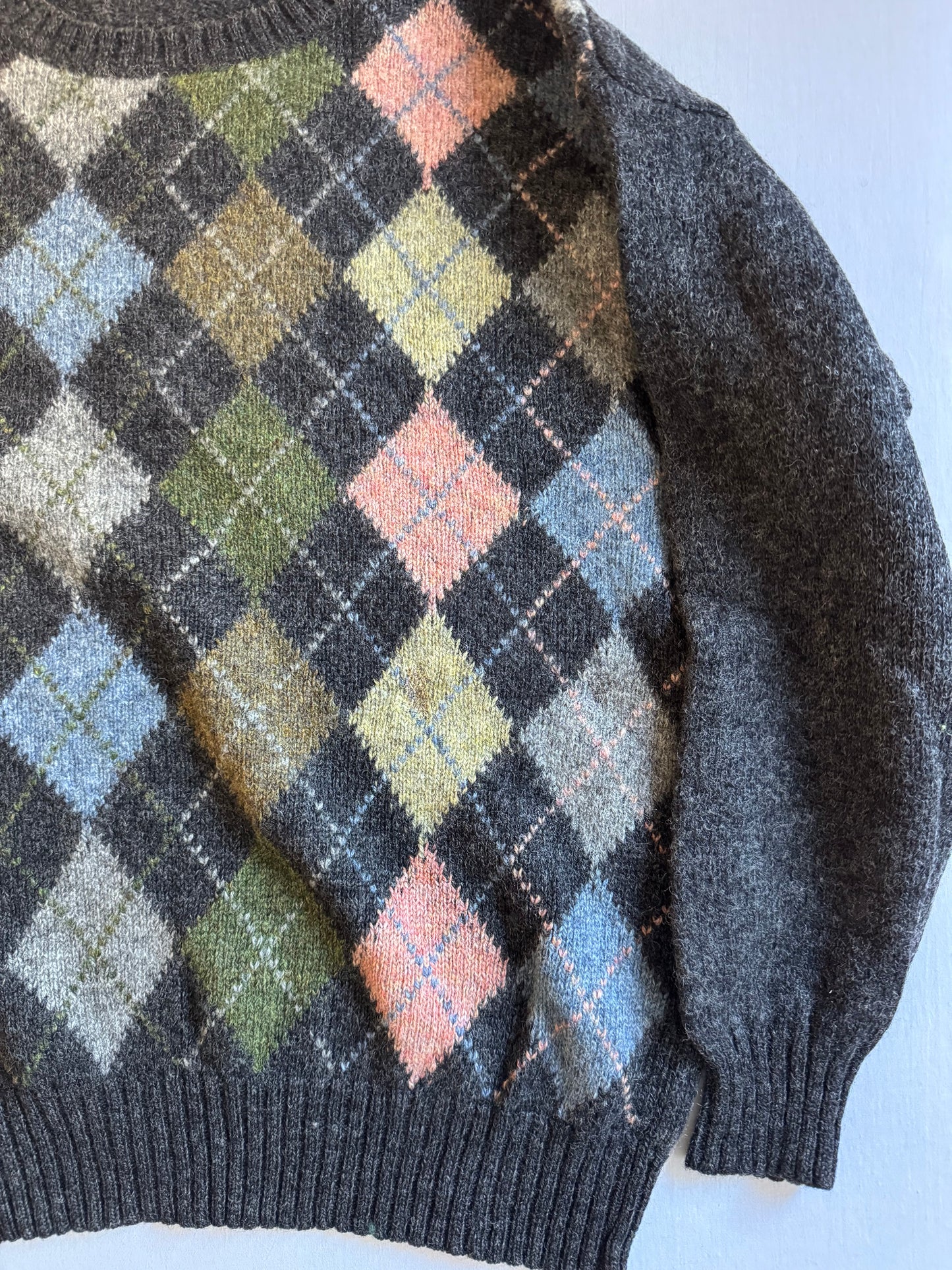 🧶 Pulover vintage cu model argyle – mărimea L (Made in Italy)