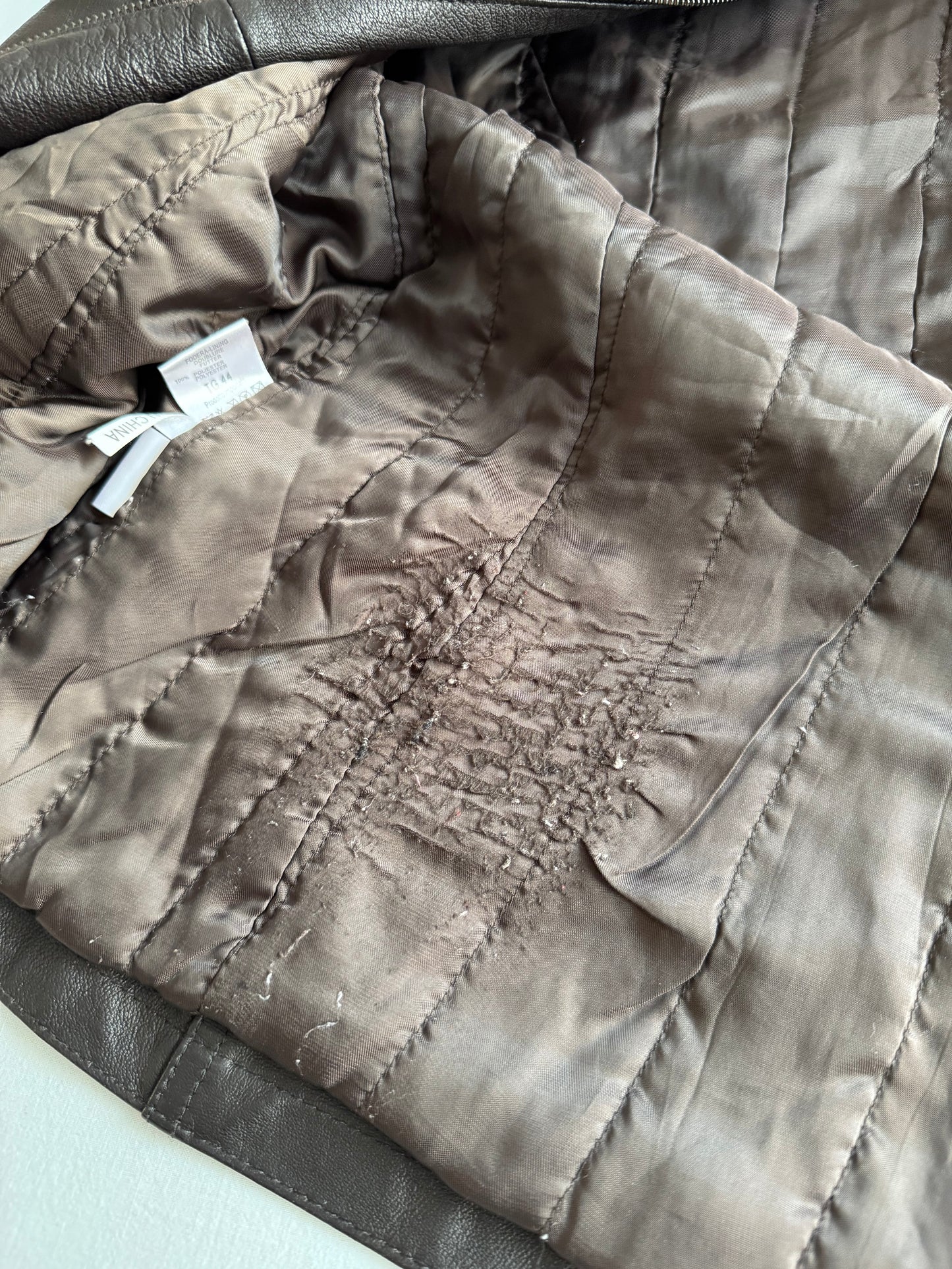 🦊 Jachetă Y2K din Piele Maro Închis cu Glugă Bordată cu Blană de Vulpe – IT 44 (M/L Damă)