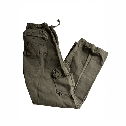 🪖 Alpha Industries Dark Green Cargo Trousers – US 31 - anbracaminte