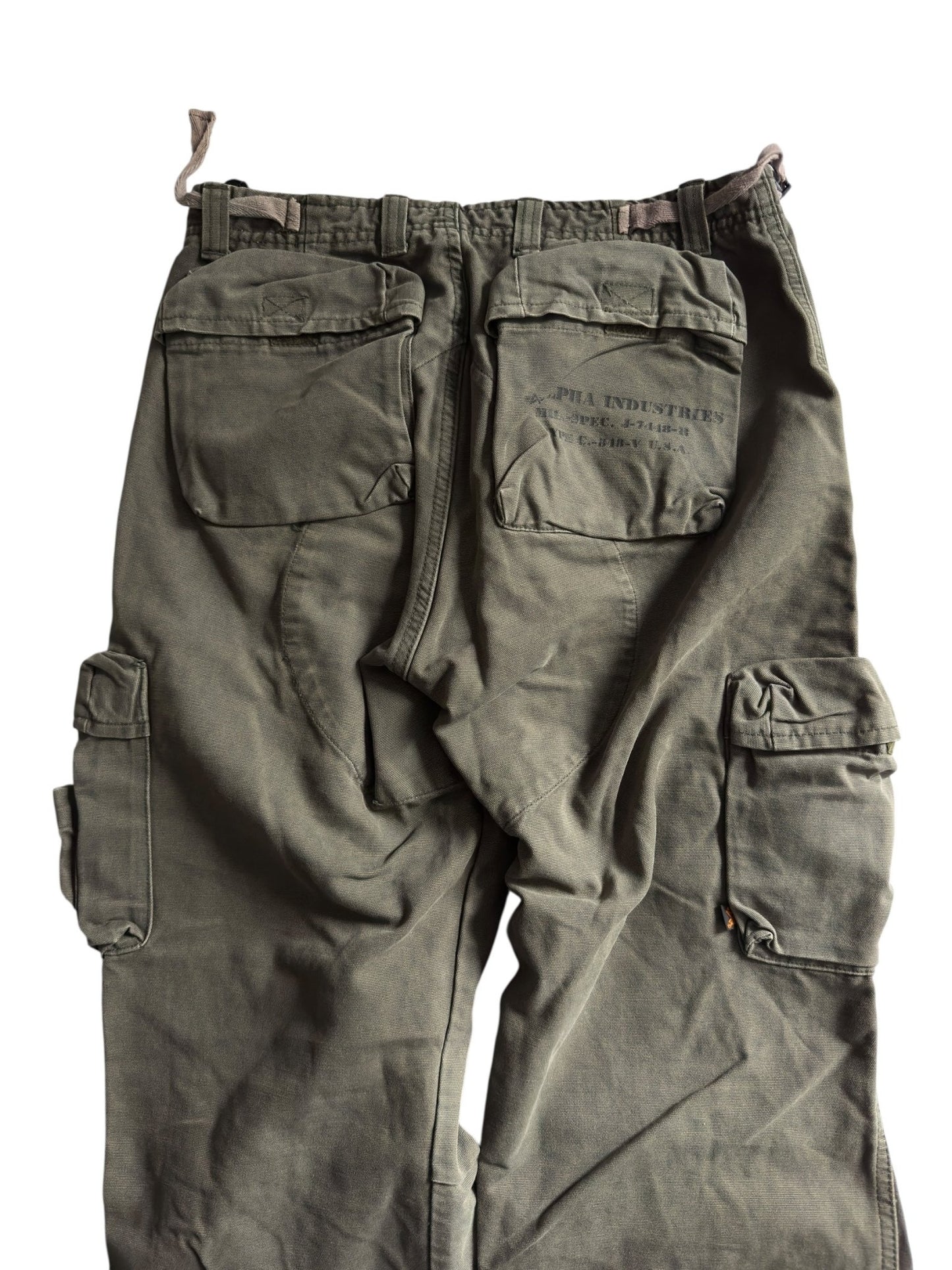🪖 Alpha Industries Dark Green Cargo Trousers – US 31 - anbracaminte