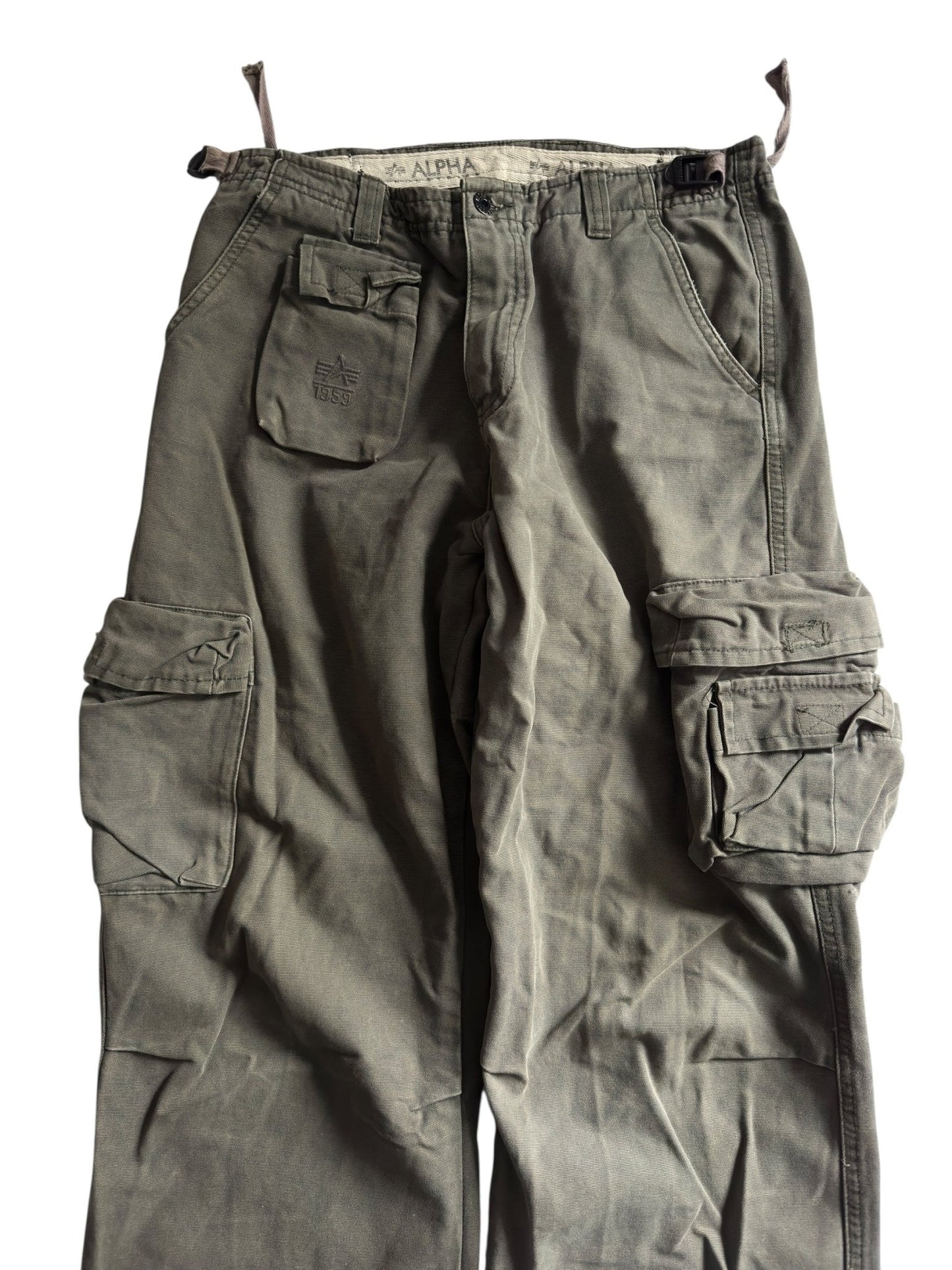 🪖 Alpha Industries Dark Green Cargo Trousers – US 31 - anbracaminte