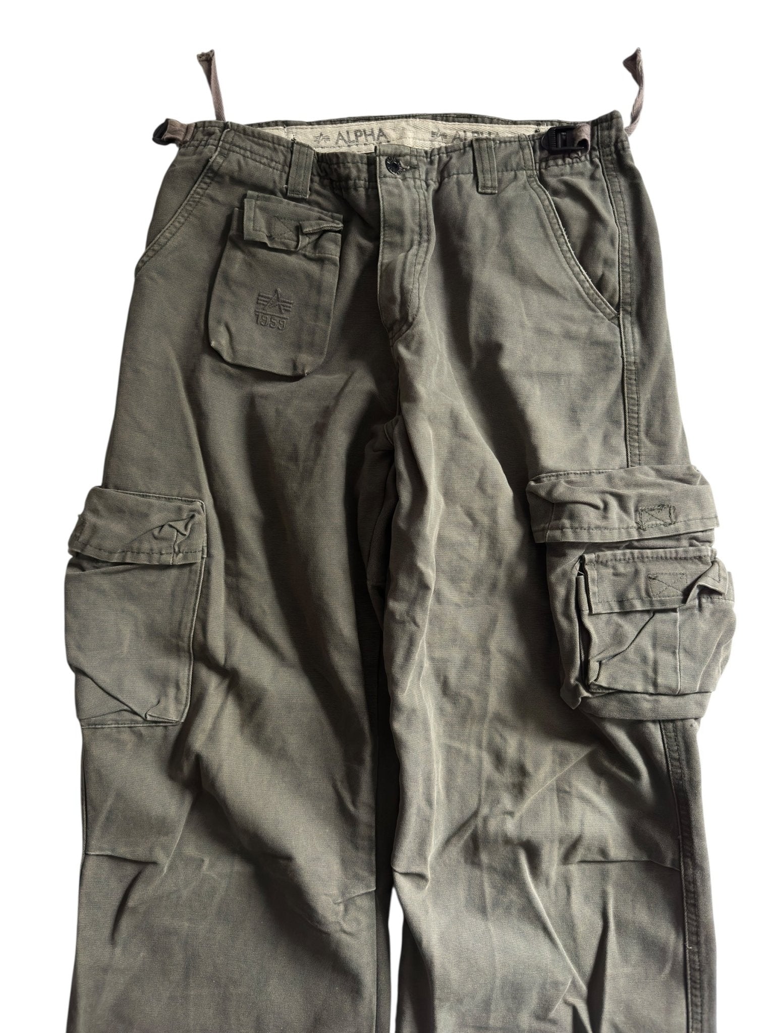 🪖 Alpha Industries Dark Green Cargo Trousers – US 31 - anbracaminte