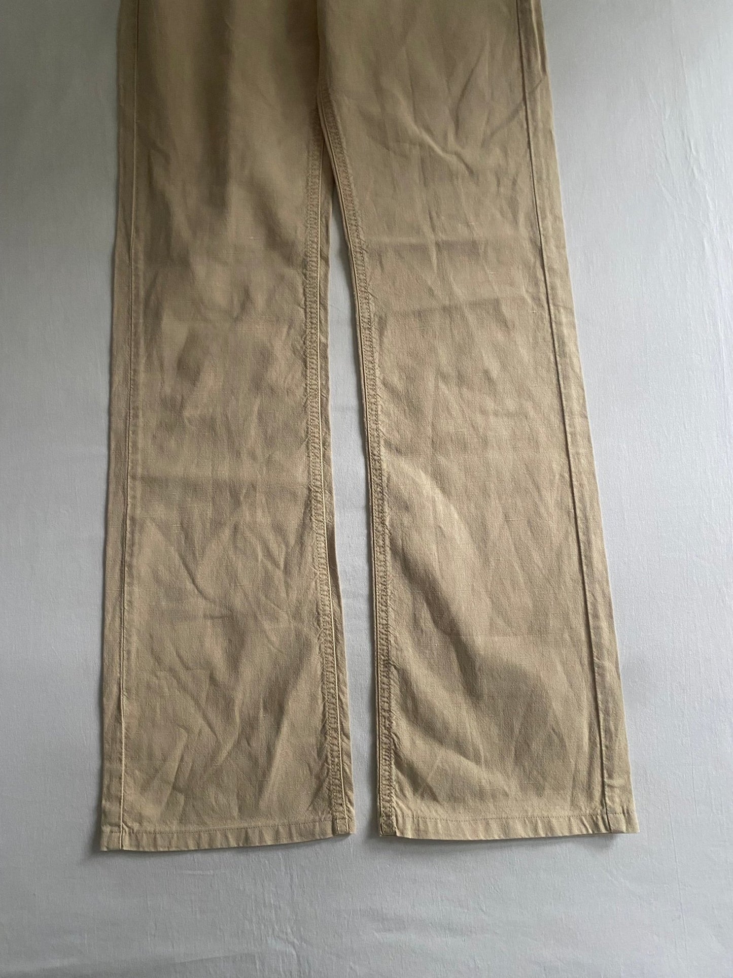 Armani Y2K – Pantaloni Crem din Bumbac și Cânepă - anbracaminte
