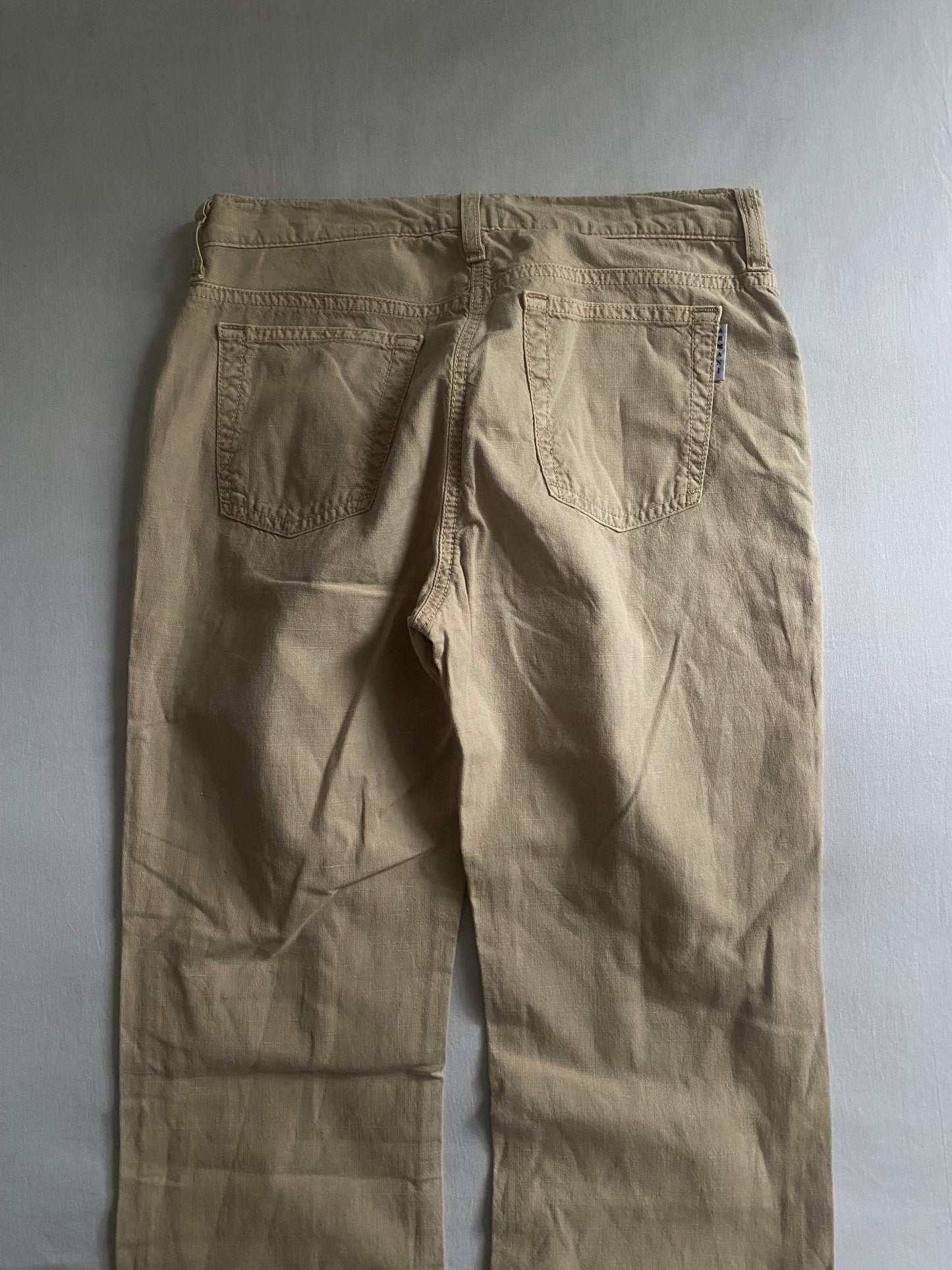 Armani Y2K – Pantaloni Crem din Bumbac și Cânepă - anbracaminte