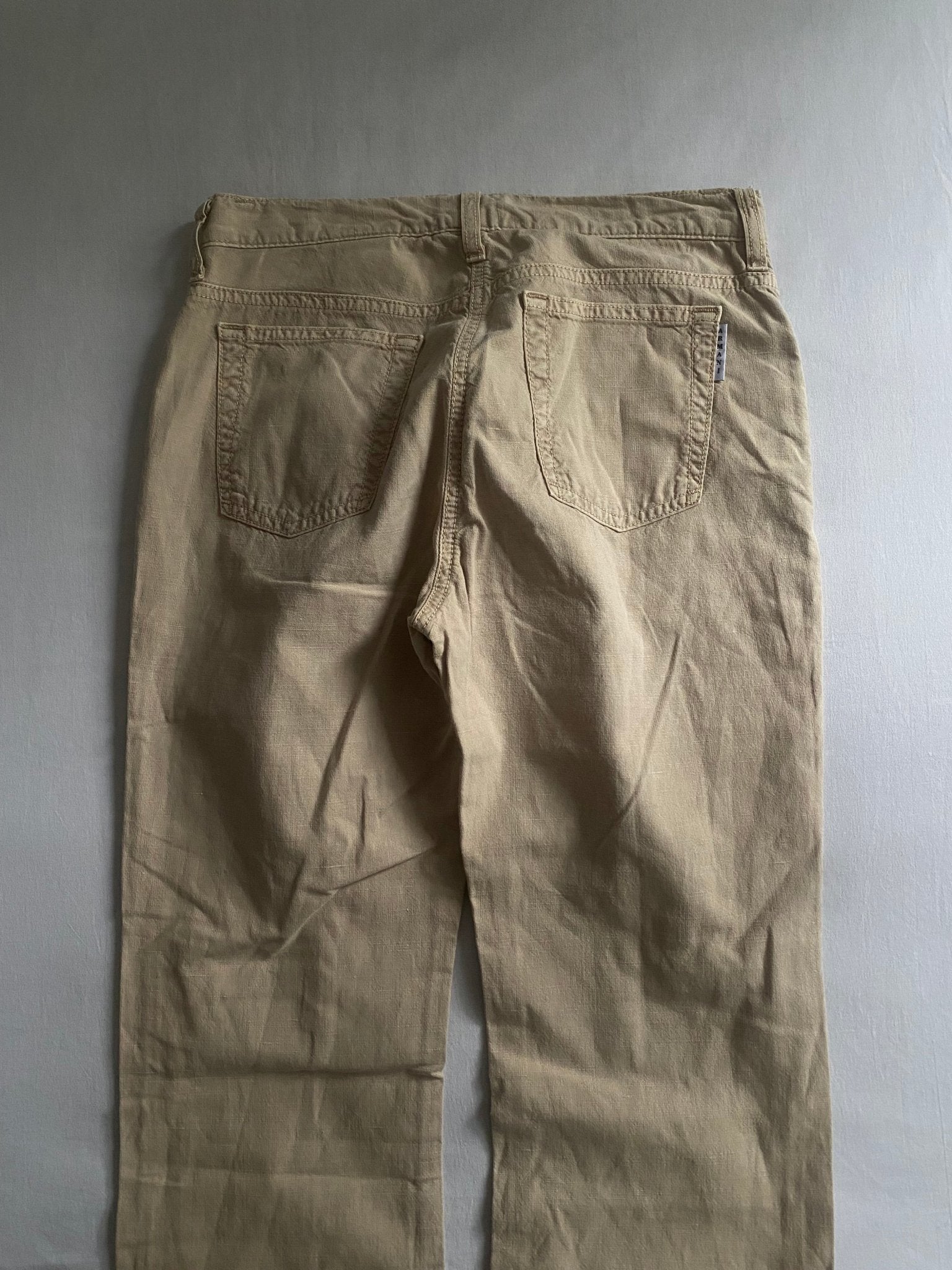 Armani Y2K – Pantaloni Crem din Bumbac și Cânepă - anbracaminte