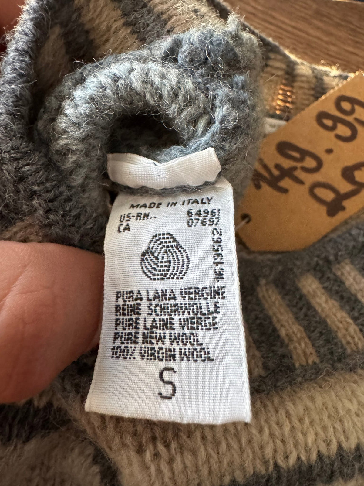 Benetton Pulover Lână Vintage Bărbați | Model Etnic | S - anbracaminte