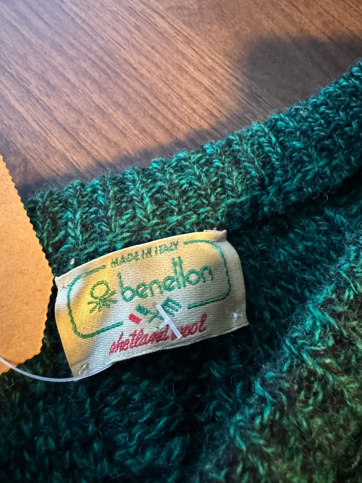 Benetton Pulover Verde Vintage Bărbați | Cable Knit | L - anbracaminte