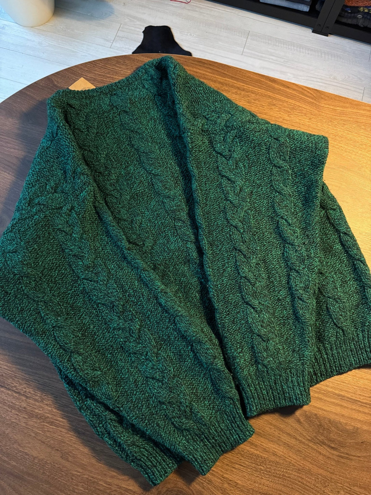 Benetton Pulover Verde Vintage Bărbați | Cable Knit | L - anbracaminte