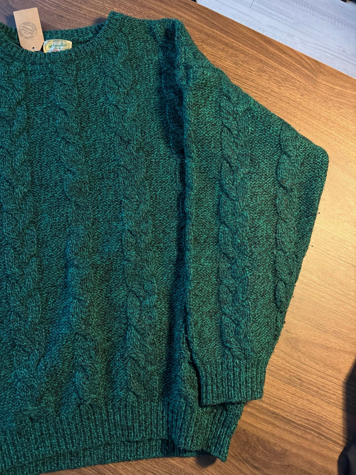 Benetton Pulover Verde Vintage Bărbați | Cable Knit | L - anbracaminte