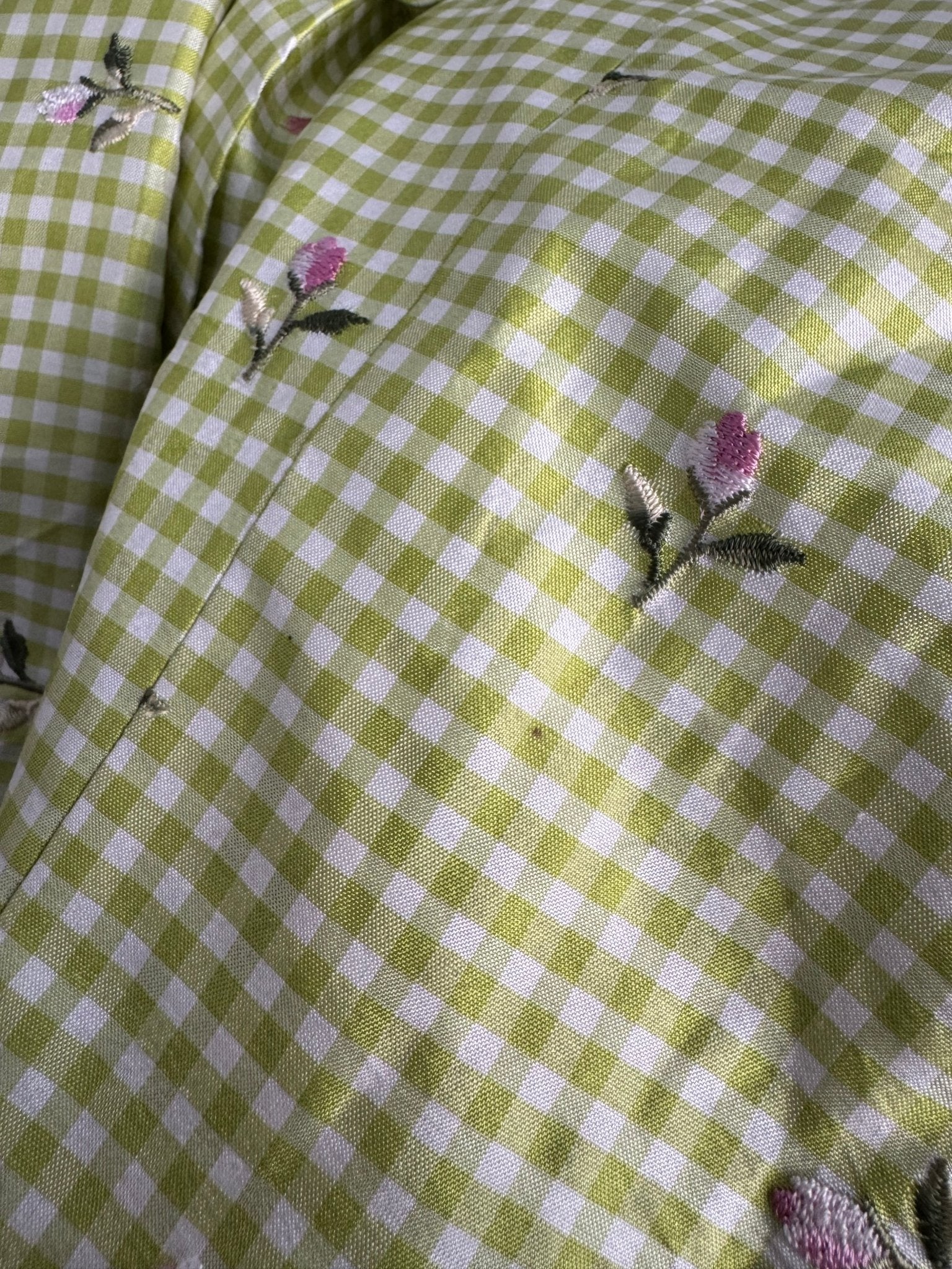 🌷 Blazer Vintage din Mătase în Carouri cu broderie Florală – Damă | US 8 / S - M | Made in USA - anbracaminte