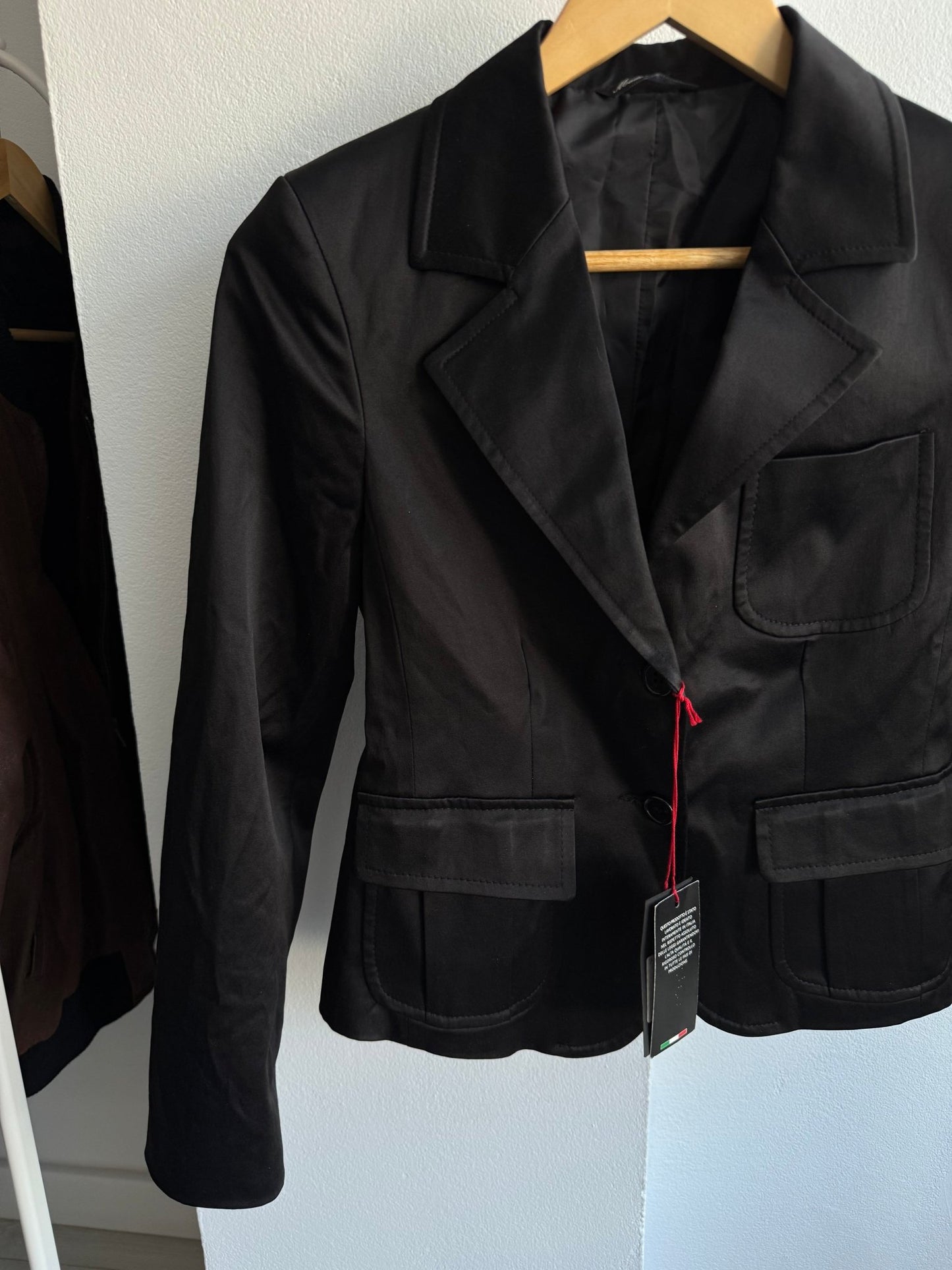 😇😈 Blazer Y2K Damă „Angel Devil” Negru cu Strass – S – Made in Italy (New with Tags) - anbracaminte