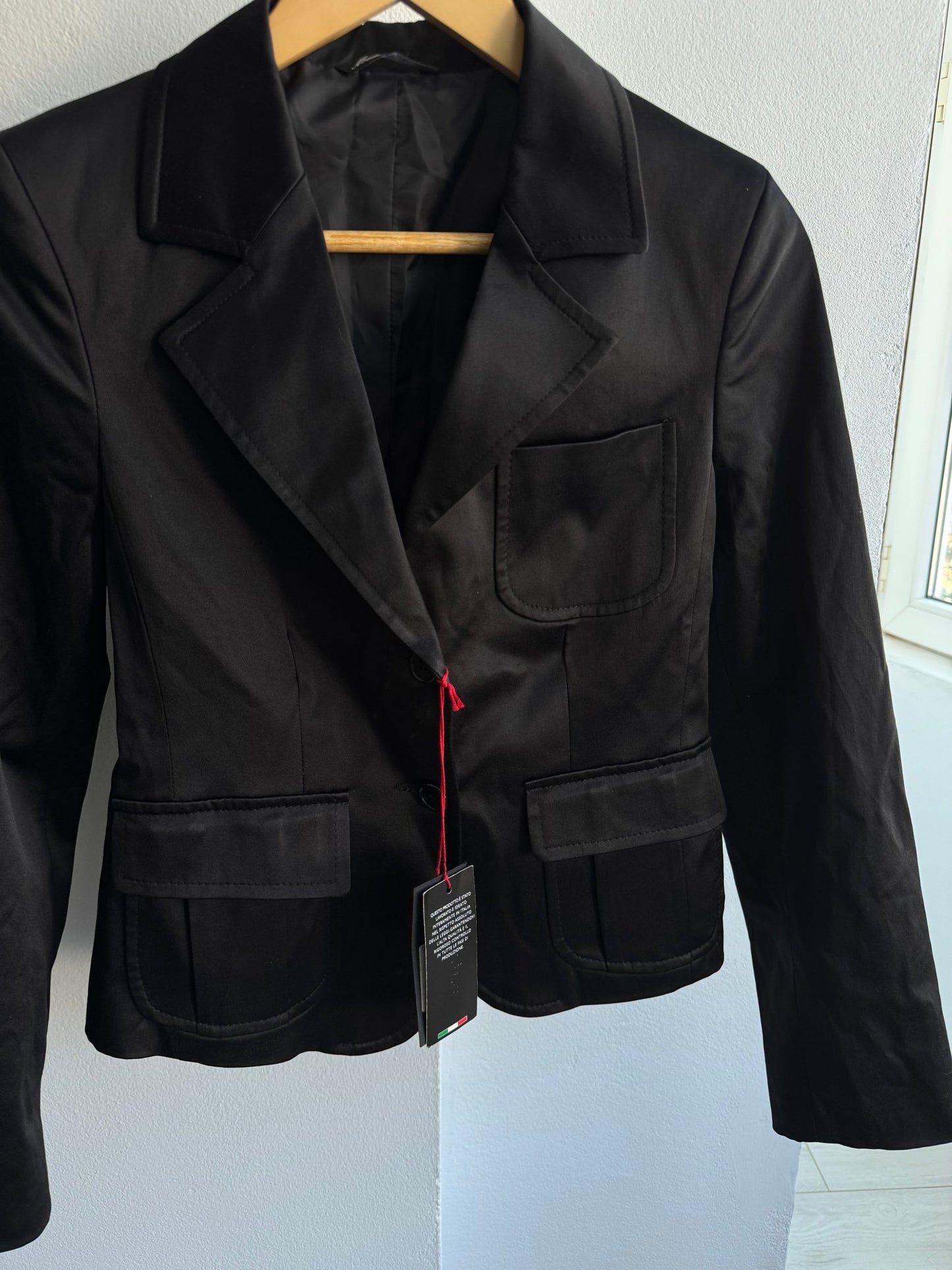 😇😈 Blazer Y2K Damă „Angel Devil” Negru cu Strass – S – Made in Italy (New with Tags) - anbracaminte