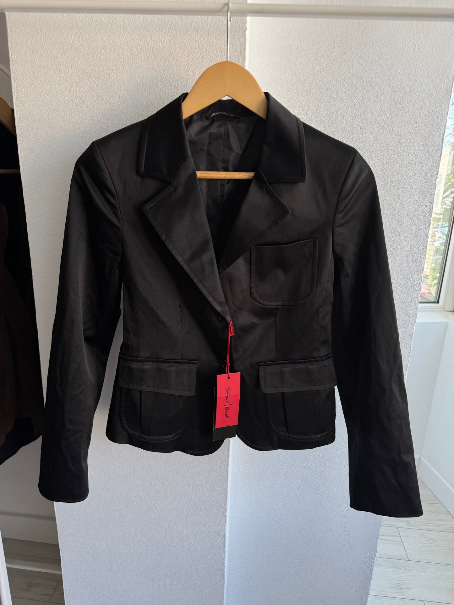 😇😈 Blazer Y2K Damă „Angel Devil” Negru cu Strass – S – Made in Italy (New with Tags) - anbracaminte