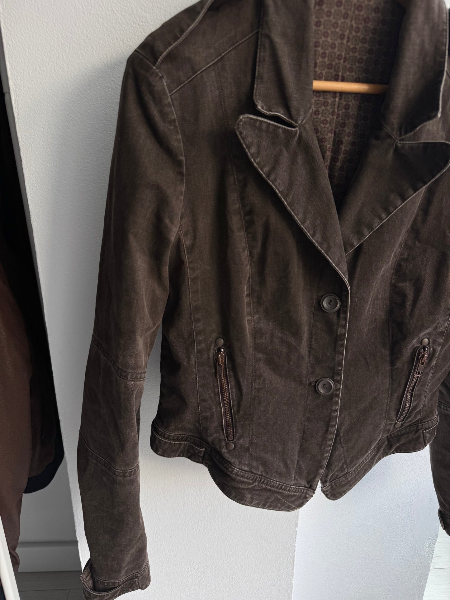 🤎 Blazer Y2K Damă din Bumbac Maro Washed – IT 44 (M) - anbracaminte
