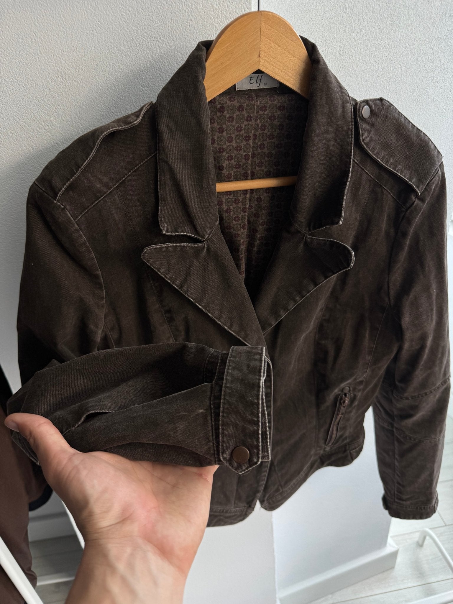 🤎 Blazer Y2K Damă din Bumbac Maro Washed – IT 44 (M) - anbracaminte