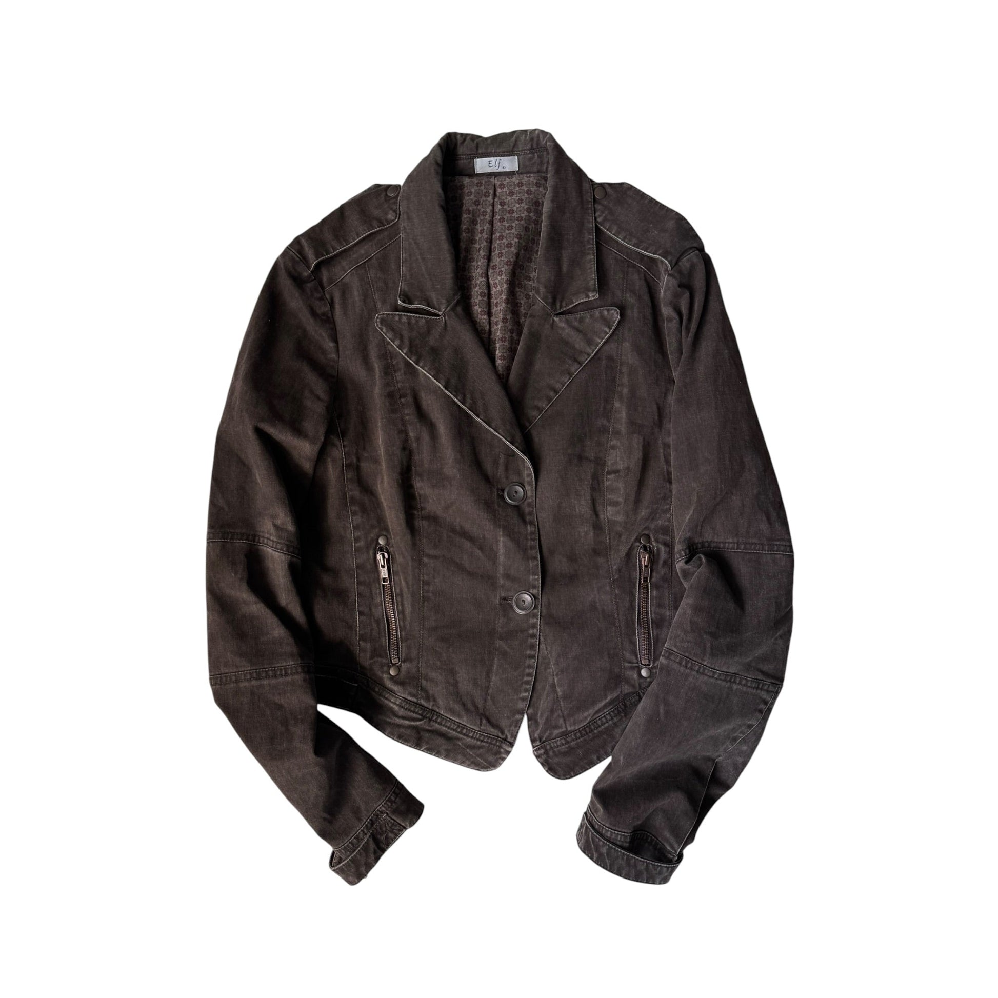 🤎 Blazer Y2K Damă din Bumbac Maro Washed – IT 44 (M) - anbracaminte