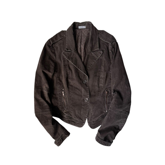 🤎 Blazer Y2K Damă din Bumbac Maro Washed – IT 44 (M) - anbracaminte