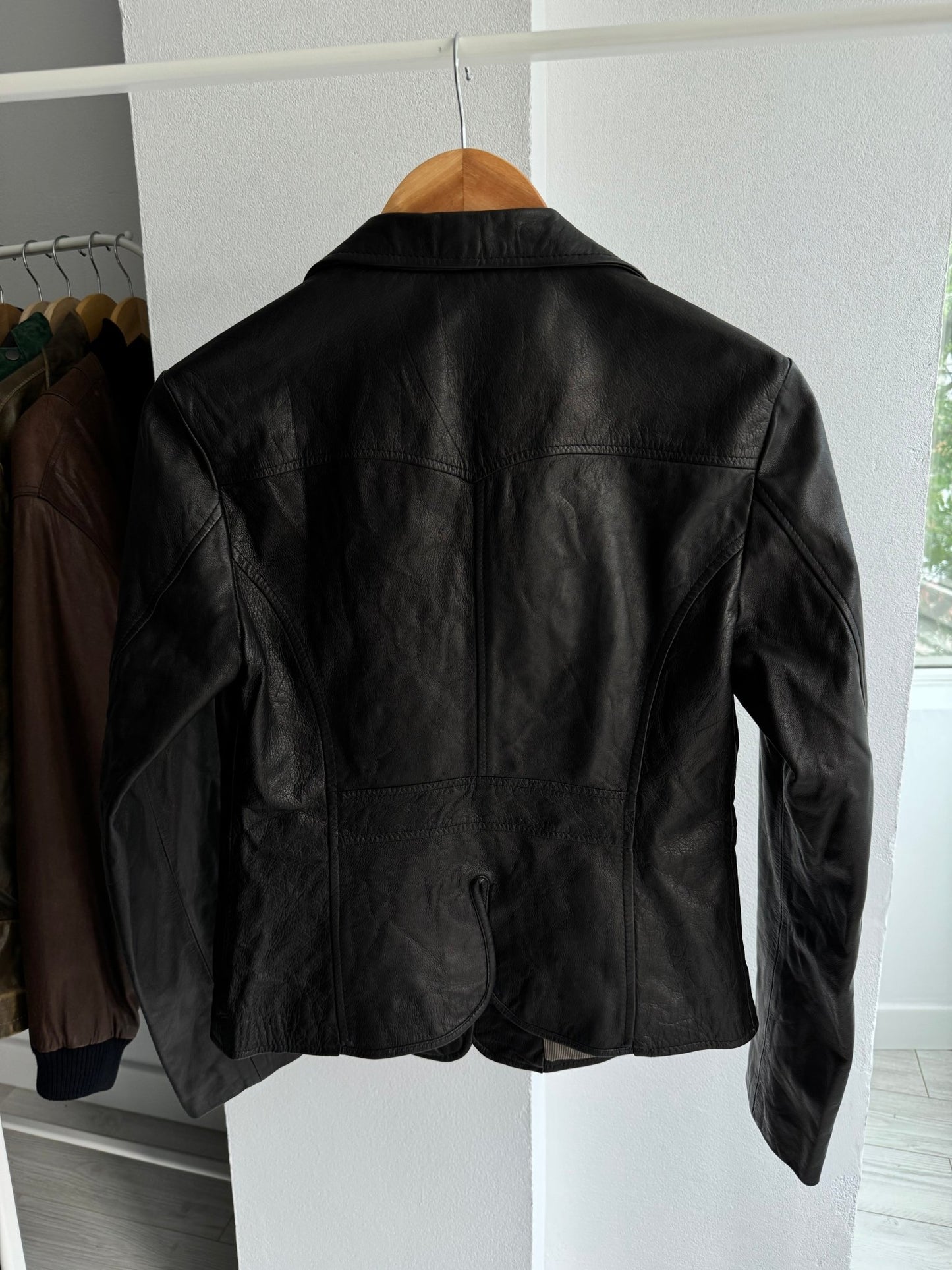 🖤 Blazer Y2K Damă din Piele Neagră – IT 42 (S) – Made in Italy - anbracaminte