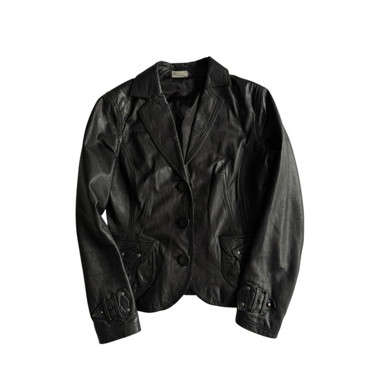 🐑 Blazer Y2K Damă din Piele Neagră – S (EU 36) - anbracaminte
