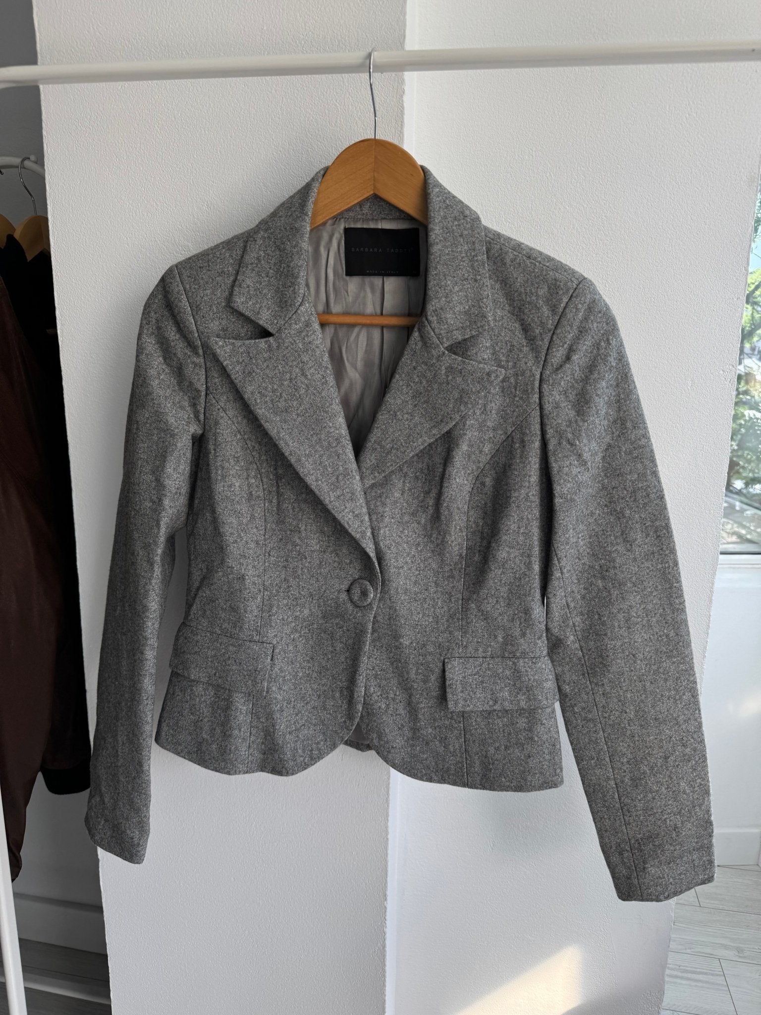 🩶 Blazer Y2K Damă Gri – Wool & Viscose Blend – IT 42 (S) - anbracaminte