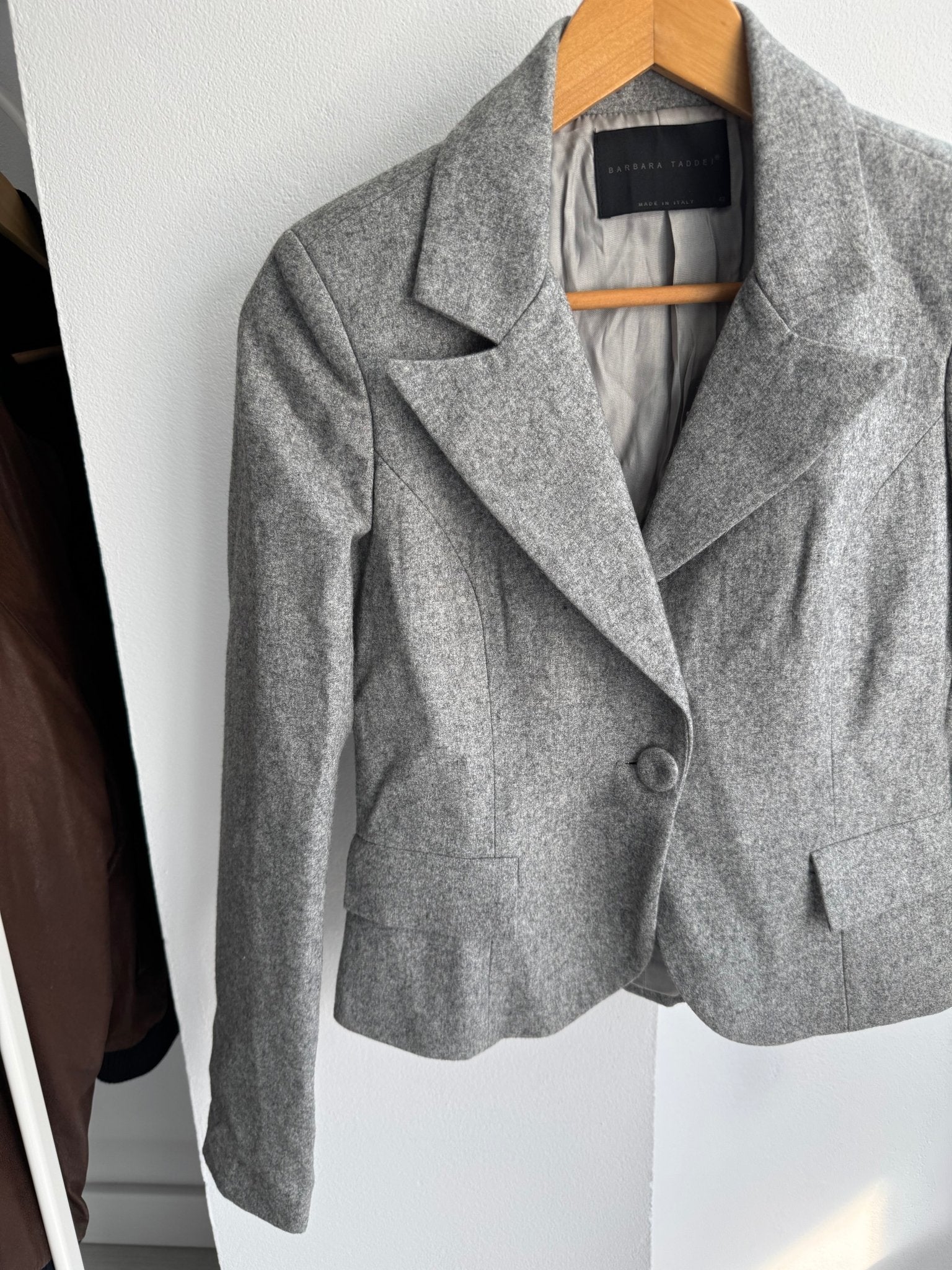 🩶 Blazer Y2K Damă Gri – Wool & Viscose Blend – IT 42 (S) - anbracaminte