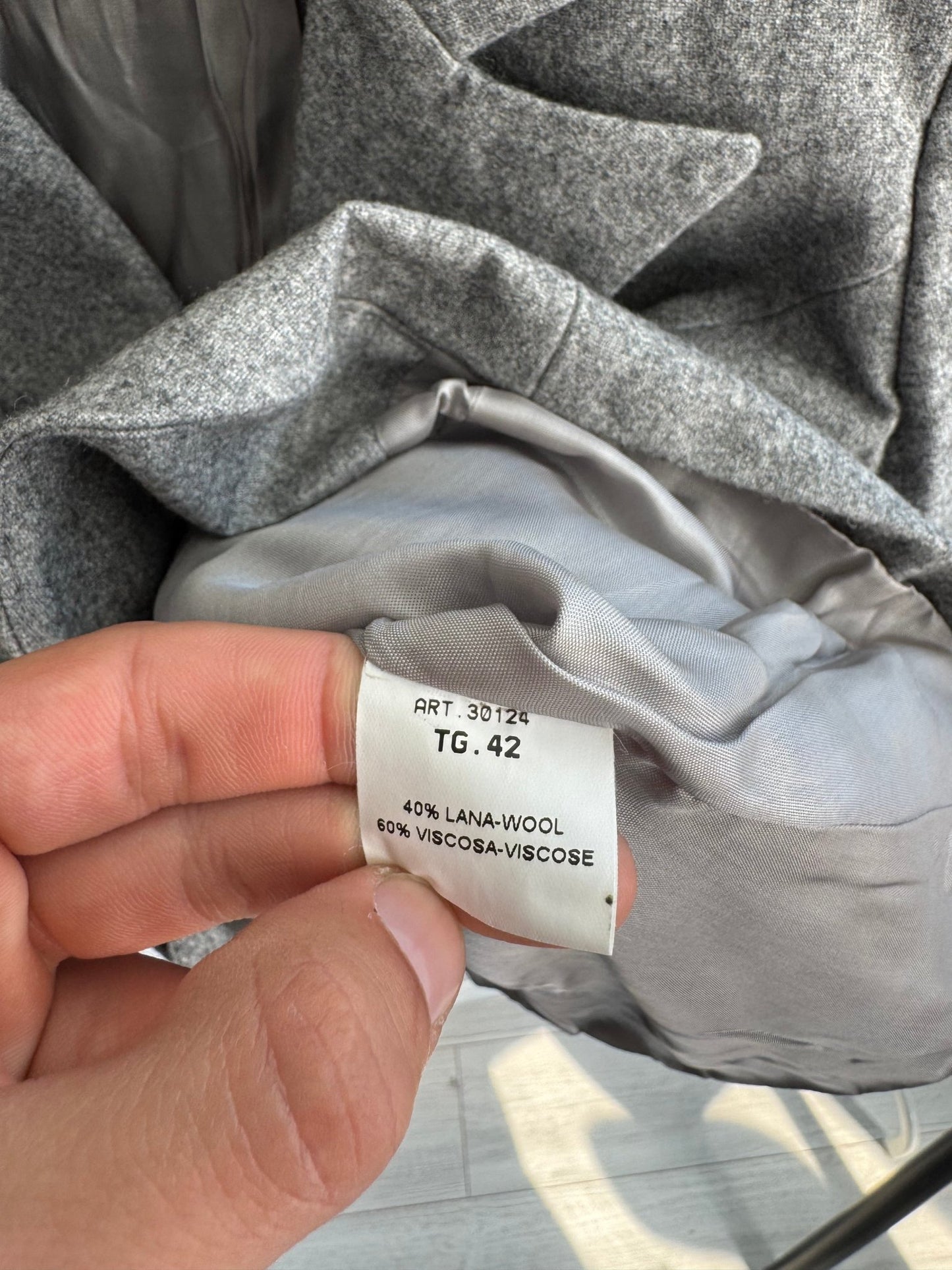 🩶 Blazer Y2K Damă Gri – Wool & Viscose Blend – IT 42 (S) - anbracaminte