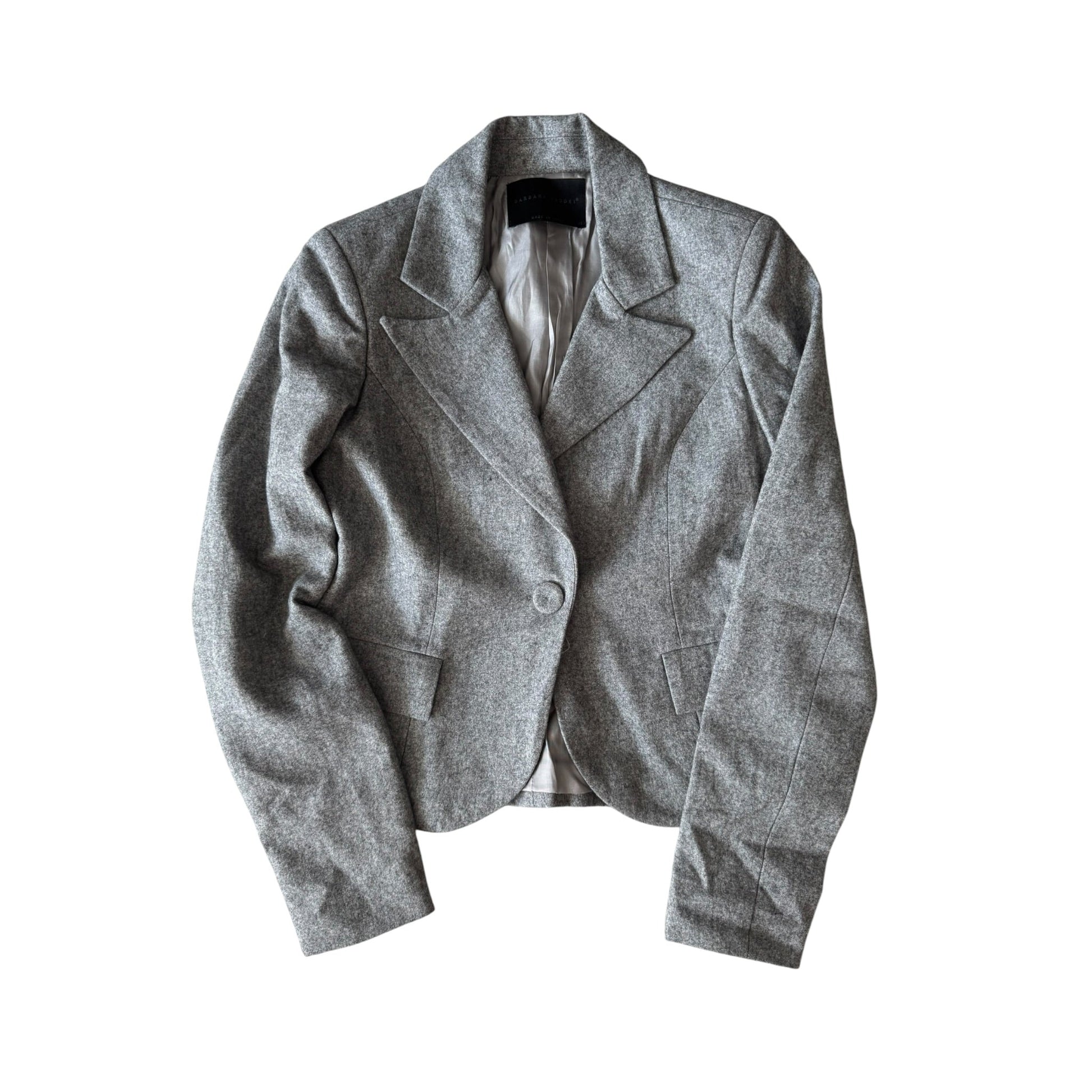 🩶 Blazer Y2K Damă Gri – Wool & Viscose Blend – IT 42 (S) - anbracaminte