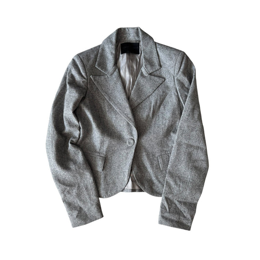 🩶 Blazer Y2K Damă Gri – Wool & Viscose Blend – IT 42 (S) - anbracaminte