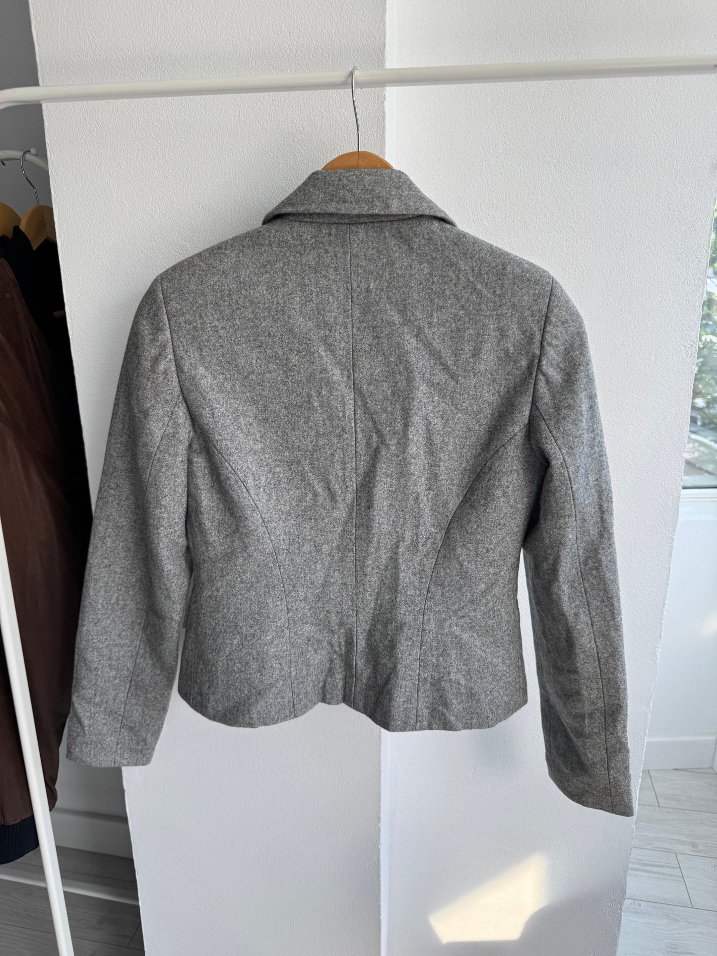 🩶 Blazer Y2K Damă Gri – Wool & Viscose Blend – IT 42 (S) - anbracaminte