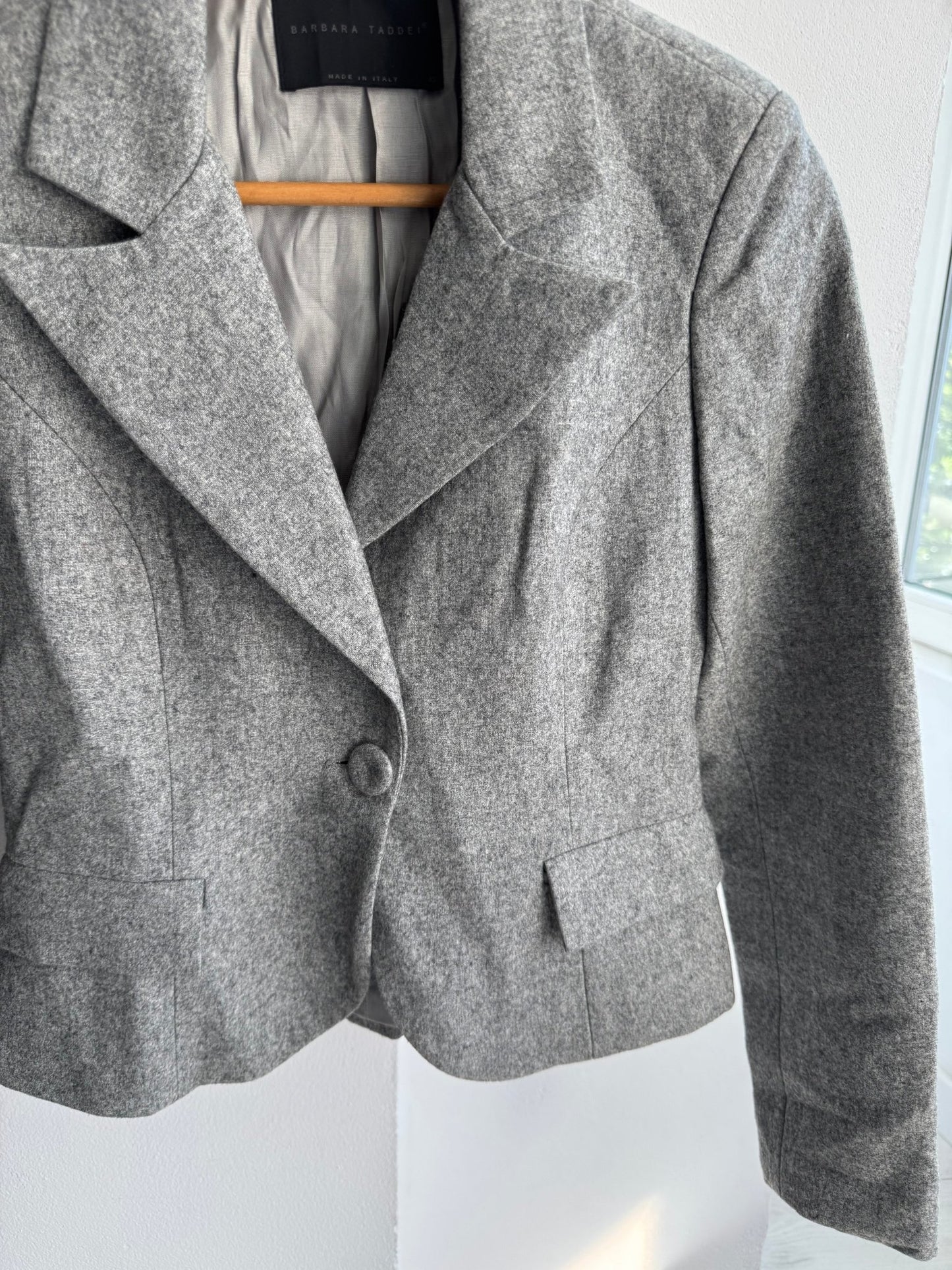 🩶 Blazer Y2K Damă Gri – Wool & Viscose Blend – IT 42 (S) - anbracaminte